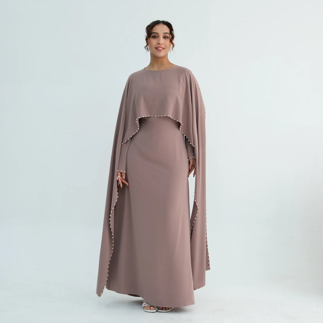 Luxury Dubai Shawl Abaya Elegant Beaded Waist Cinching Kaftan Muslim Women Traditional Dress Maxi Long Sleeve Robe Eid Outfit