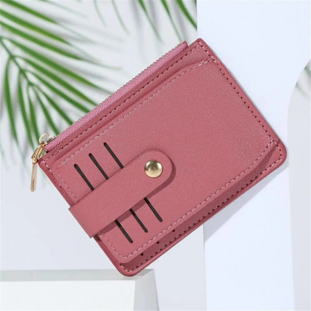 PU Leather Coin Wallet with Card Holder & Zipper