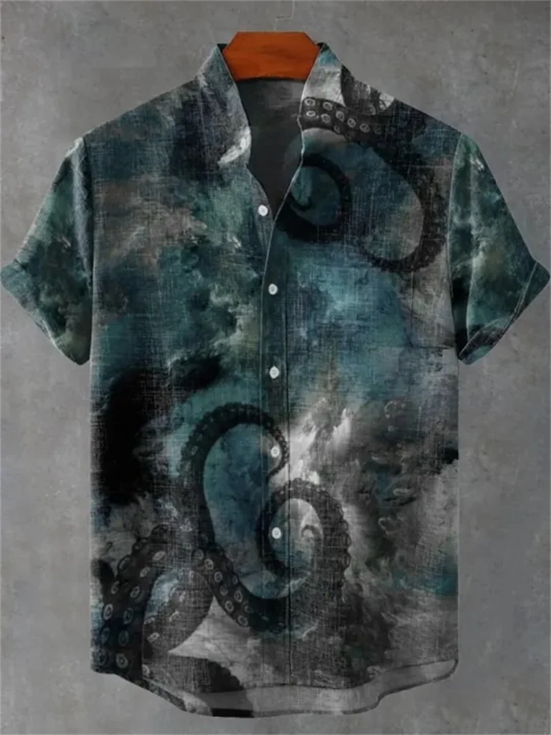 Men's Hawaiian Shirt, Men's 3D Printed Short Sleeved Shirt, Beach Vacation Linen