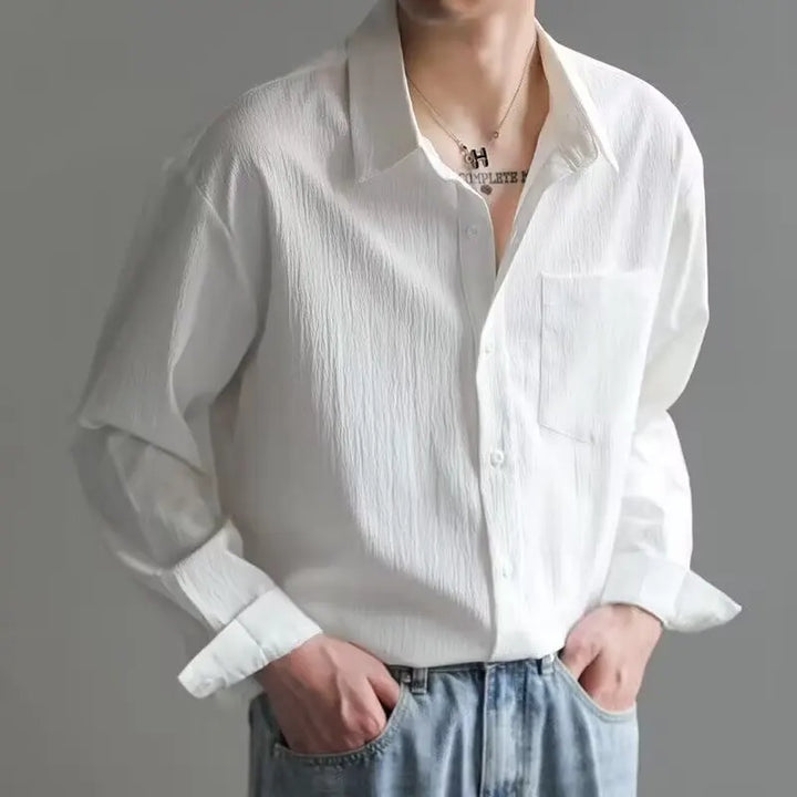Solid Color Long-sleeved Shirt Loose Shirt Boys Summer Trend Versatile