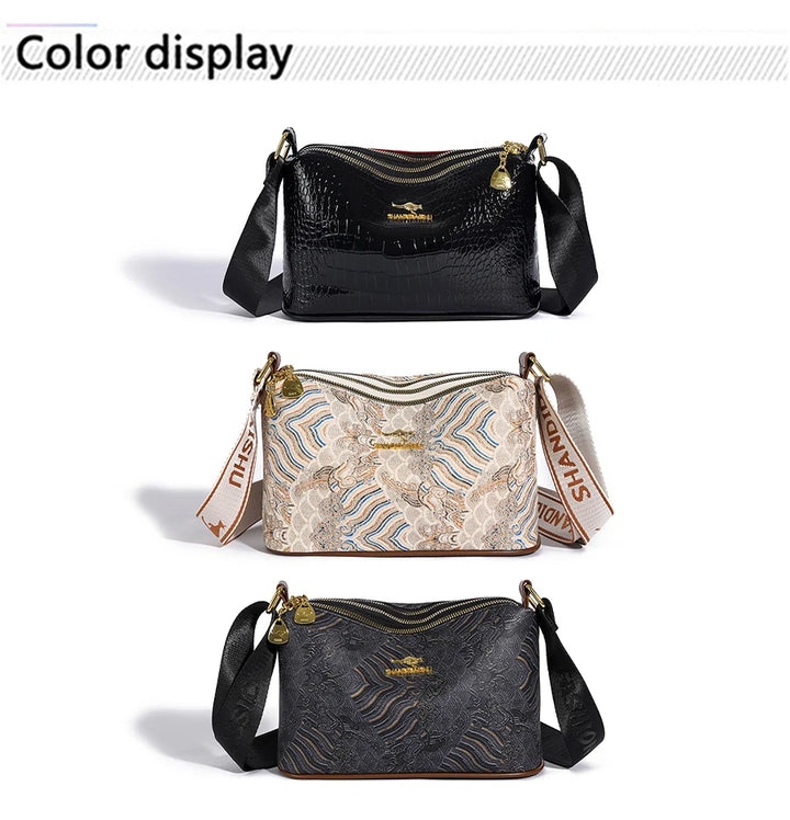3-Layer Women’s Handbag – Luxury Patent Leather Crossbody & Shoulder Bag