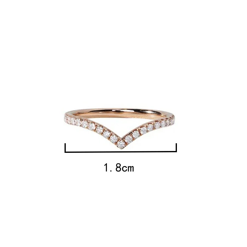 Women’s V-Shaped Crystal Fashion Ring – 2025 Jewelry