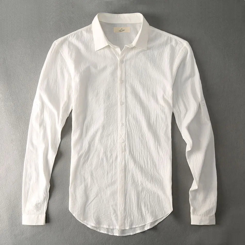 Casual Hawaiian Shirts Men Cotton Linen Designer Brand Slim Fit Man Shirts Long Sleeve White Shirt For Men Clothes Spring Autumn