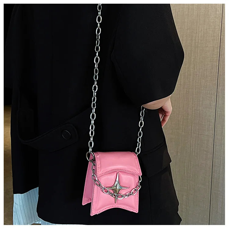 Women’s Vintage Star Chain Bag – Small Y2K Crossbody Flap Purse