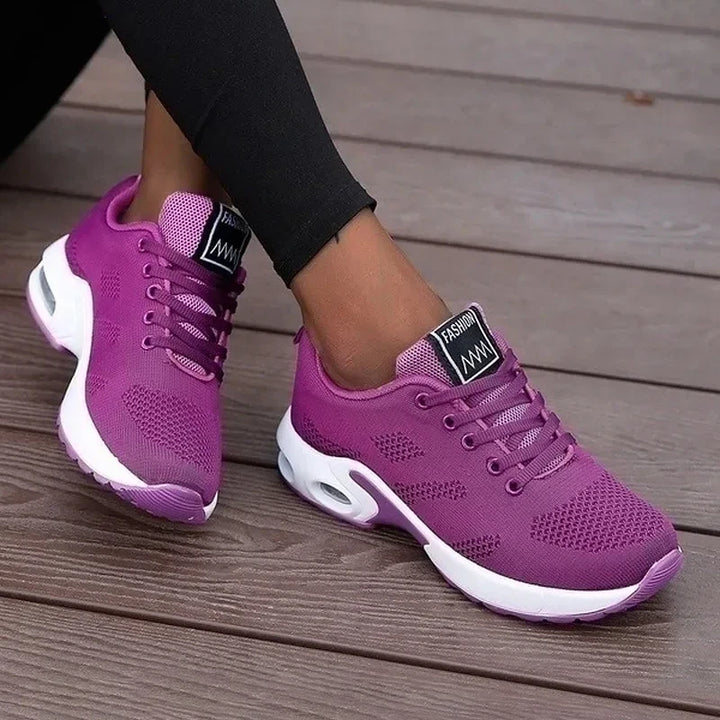 Women’s Breathable Mesh Walking Sneakers – Flat Platform Shoes