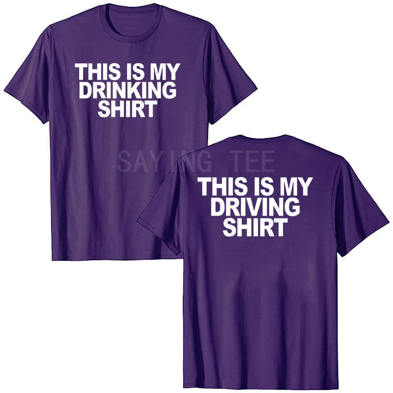 This Is My Drinking Shirt and Driving Shirts Funny Quotes T-Shirt Letters Printed Sayings Graphic Tee Tops Short Sleeve Blouses