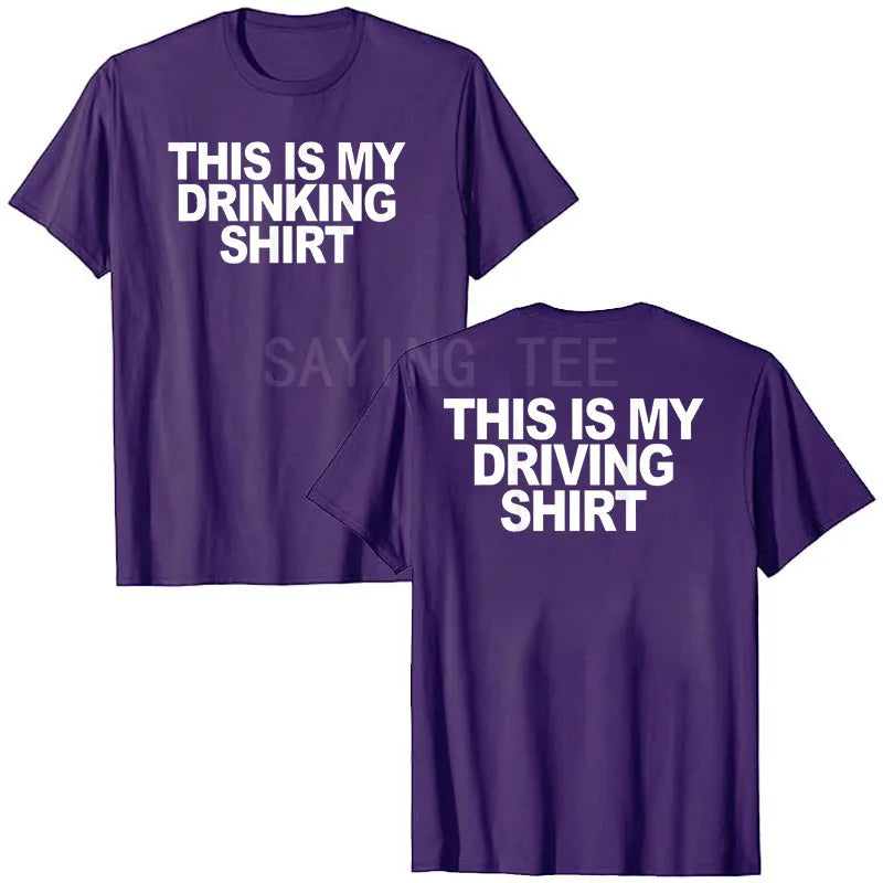 This Is My Drinking Shirt and Driving Shirts Funny Quotes T-Shirt Letters Printed Sayings Graphic Tee Tops Short Sleeve Blouses