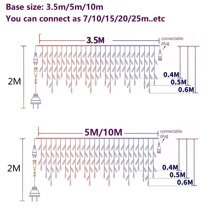 أضواء سلسلة جليدية LED للحديقة والفناء