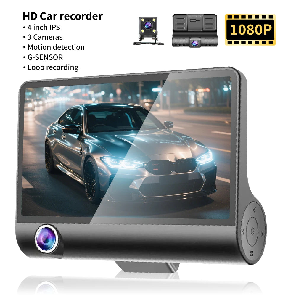 جهاز تسجيل فيديو رقمي للسيارة DriveEye™ بثلاث كاميرات بدقة 1080P FHD، صندوق أسود