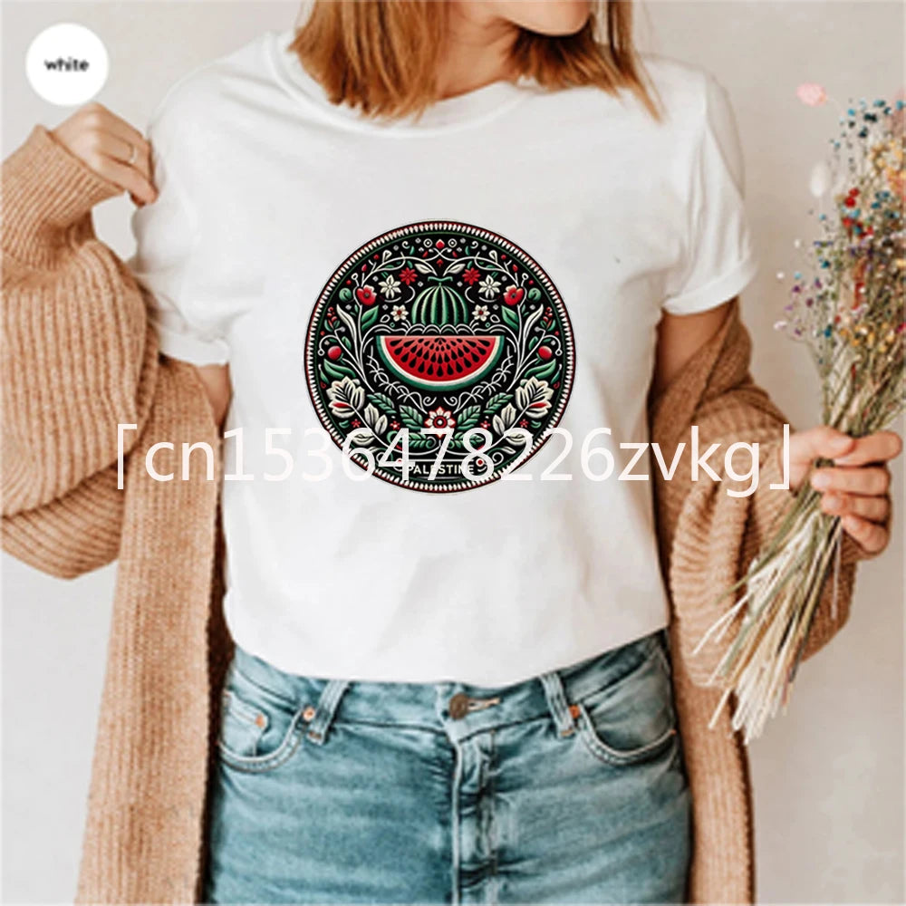 Watermelon Shirts Fruit Shirt Human Rights Tee Protest Tshirt Trendy Aesthetic Clothes Unisex Short Sleeves Top
