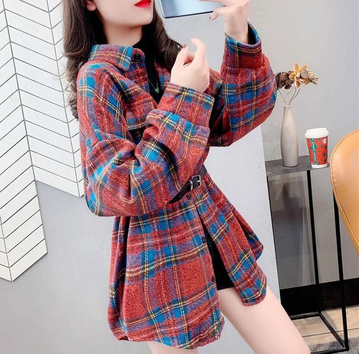 Women’s Vintage Check Jacket – Luxury Spring & Autumn Casual Coat 2025