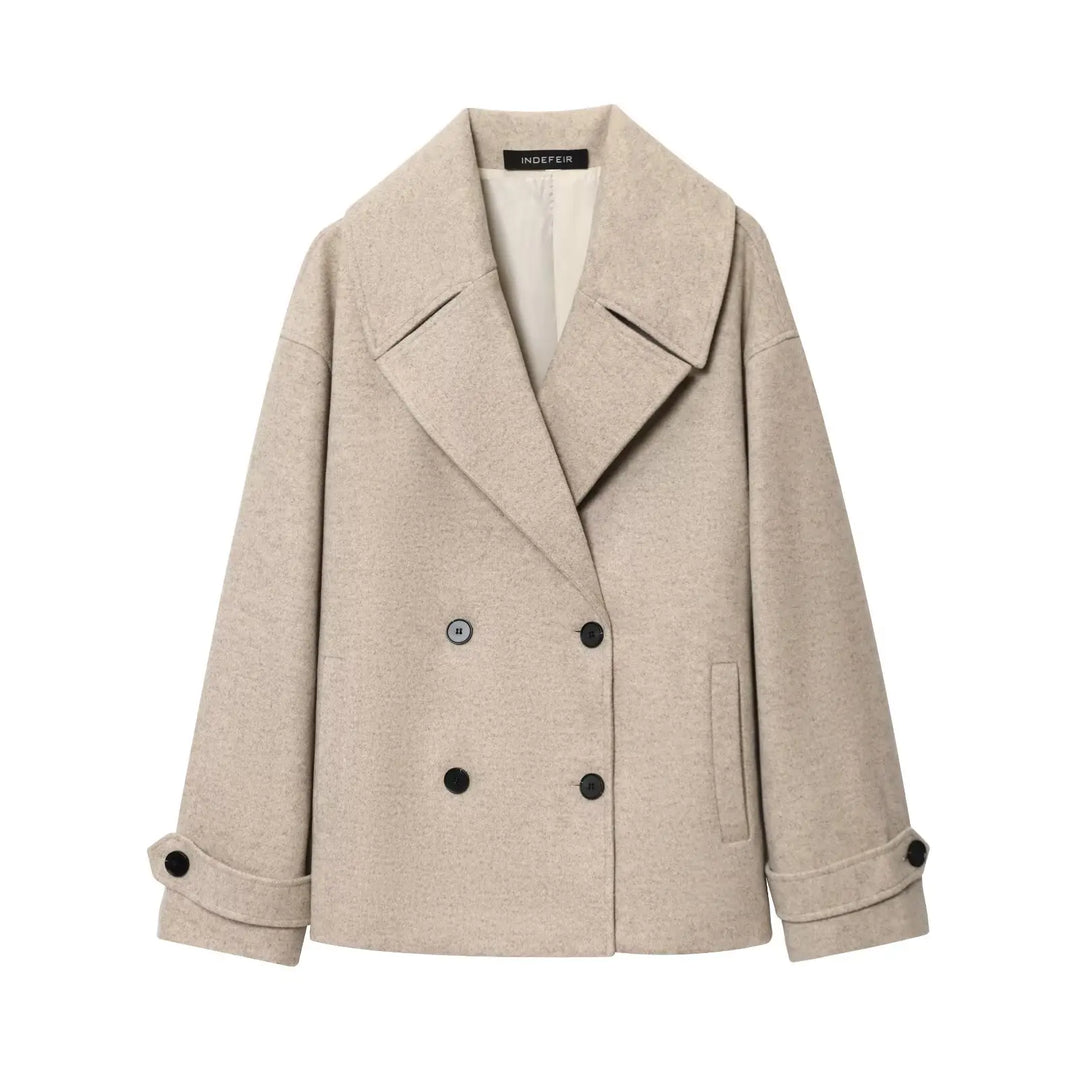Women’s Double-Breasted Jacket – Elegant Lapel Coat for Autumn & Winter 2025