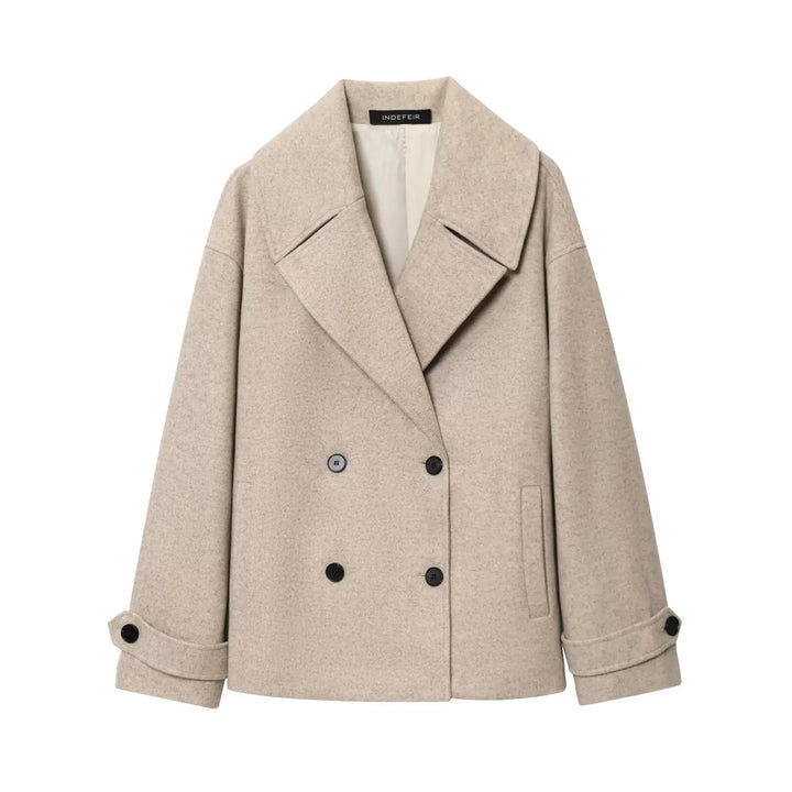 Women’s Double-Breasted Jacket – Elegant Lapel Coat for Autumn & Winter 2025