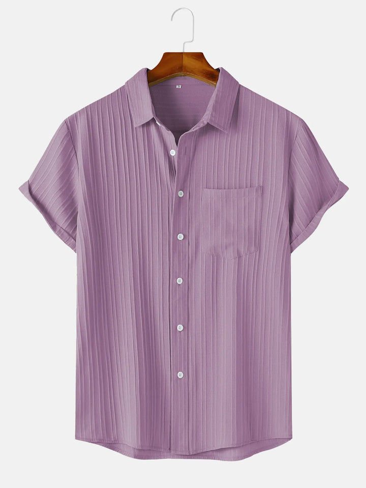 Men's  Comfortable Shirt Summer Beach Men's Shirt   Men's Short Sleeve Shirts  Solid Color Casual Short Sleeve Shirt