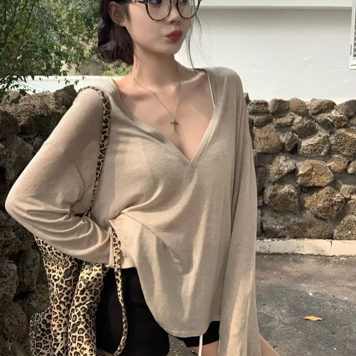 Tops Woman Korean Fashion With Sleeves Plain Long Sleeve T Shirt for Women Clothing Female Sale Cheap Clothes Y2k Korea Style