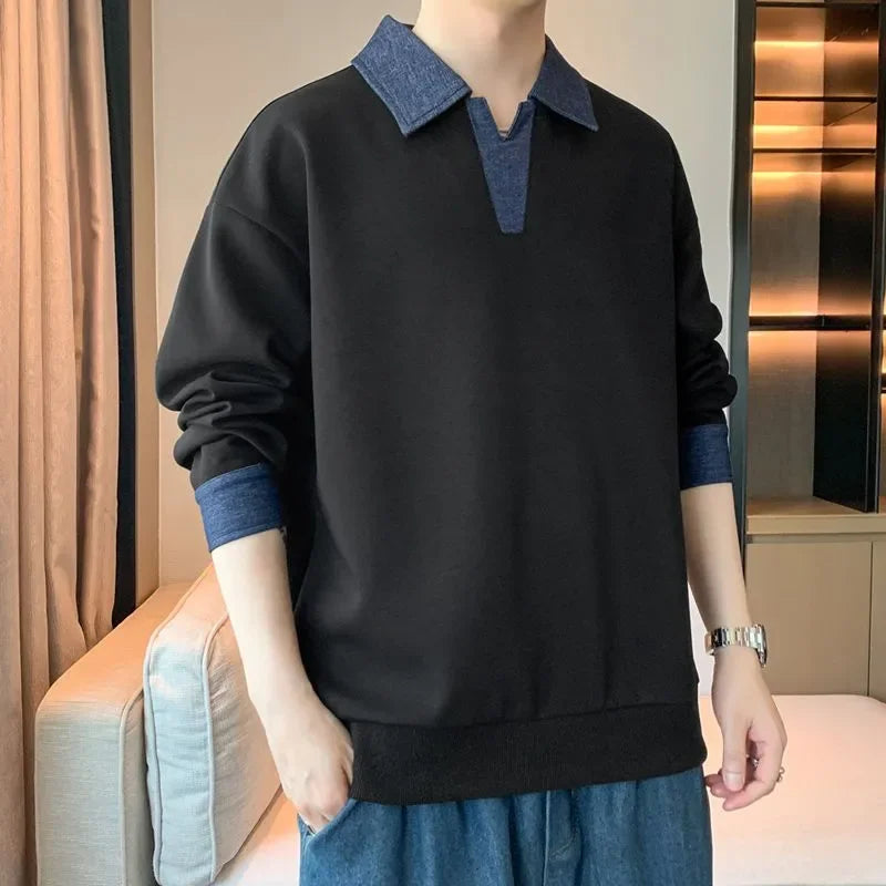 Men’s Spring/Autumn Sweatshirt – Trendy Loose Fit, Casual Long Sleeve