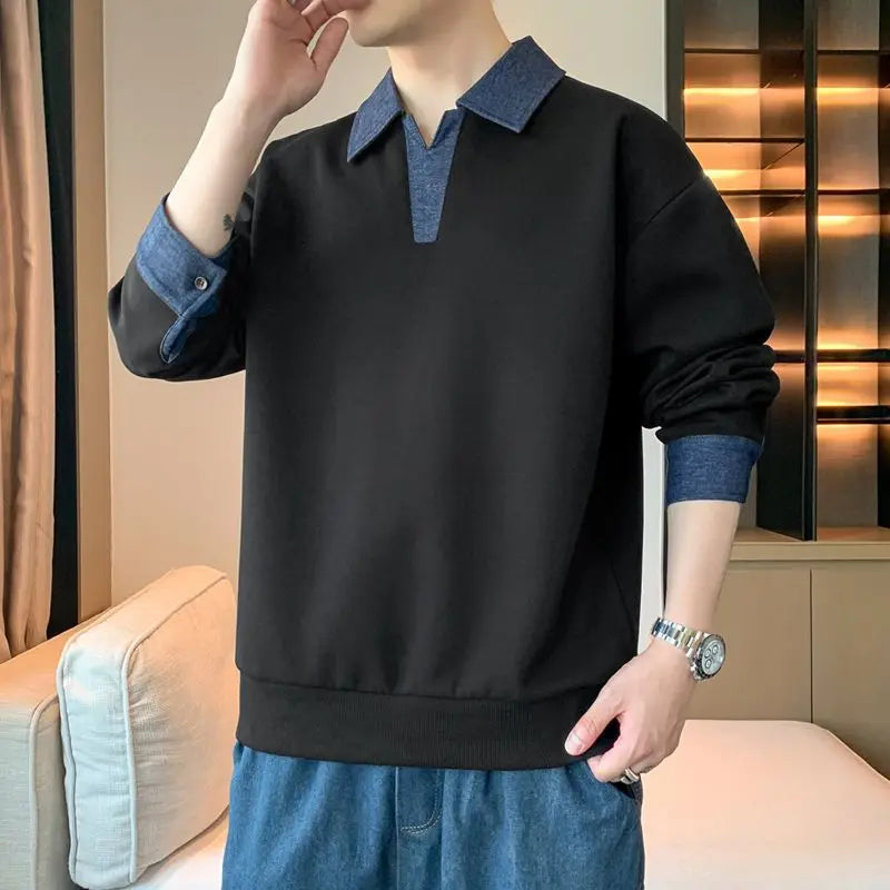 Men’s Spring/Autumn Sweatshirt – Trendy Loose Fit, Casual Long Sleeve