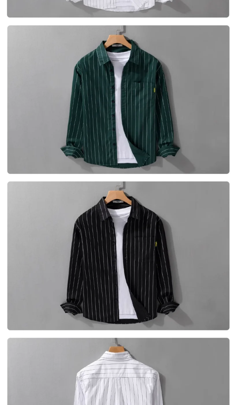 Striped Men Long Sleeve Spring Autumn Fashion Casual Versatile Shirt