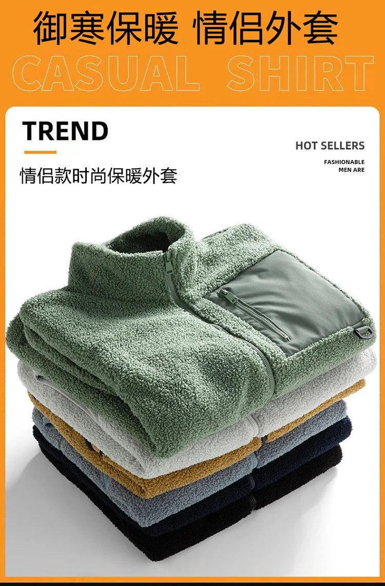 Men’s Warm Polar Fleece Jacket – Casual Outdoor Winter Coat