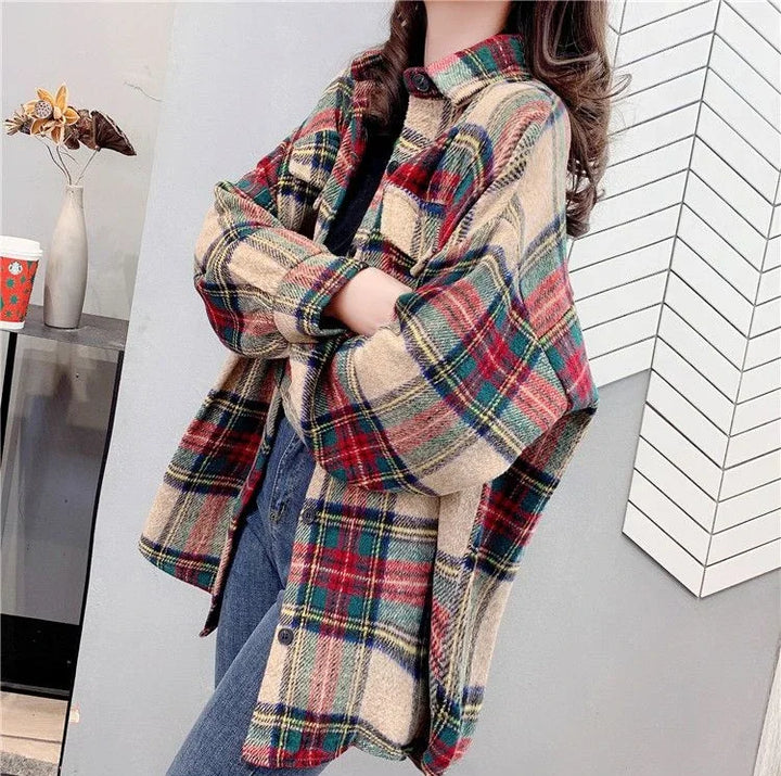 Women’s Vintage Check Jacket – Luxury Spring & Autumn Casual Coat 2025