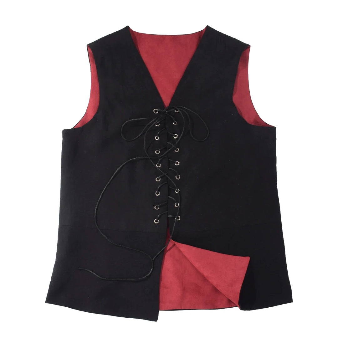Pirate Tunic Vest For Men Medieval Renaissance Lace Up Reversible Waistcoat