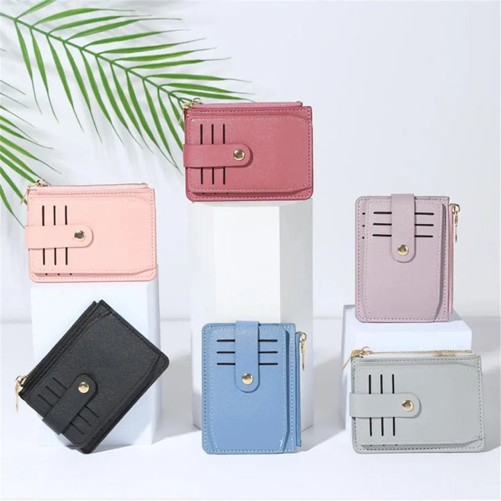 PU Leather Coin Wallet with Card Holder & Zipper