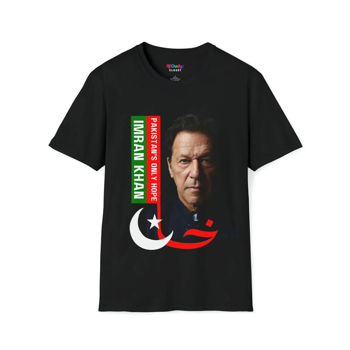 Imran Khan T shirt Pakistan's Only Hope is Softstyle black vintage Washed Comfortable Stylish Unisex fashion Versatile homme