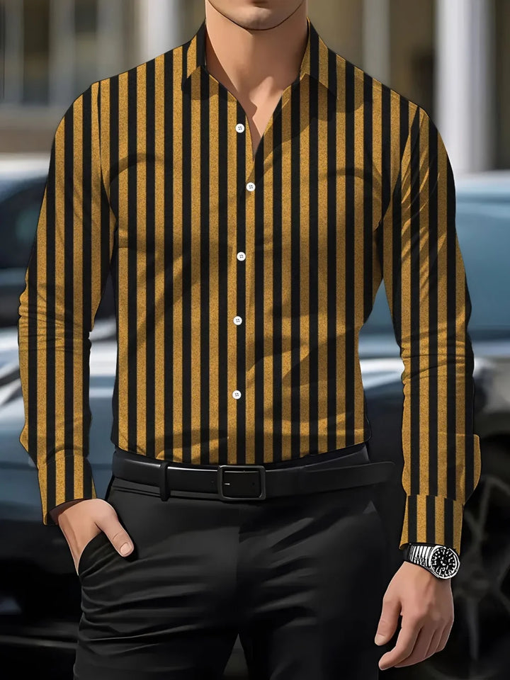 Man Shirts Elegant Formal Business Minimally Striped Print Design Casual Fashion Multifunctional Suit Substitute Shirts for Men