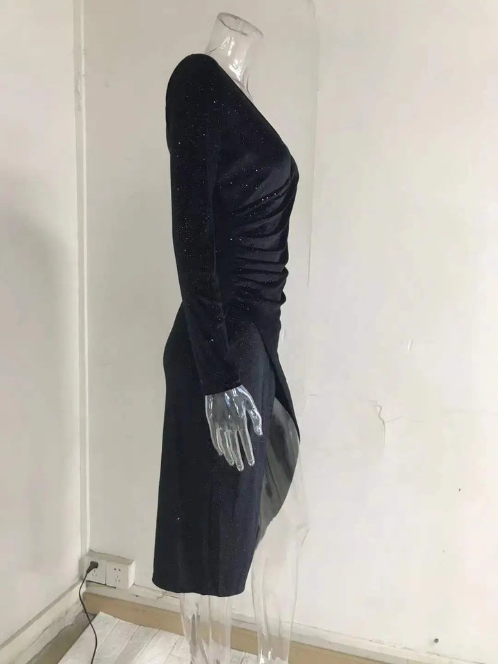 Women Dresses Roupas Feminina Autumn Winter Elegant Solid Color Slit Dress Women's Long Sleeve Formal Evening Sexy Evening Dress