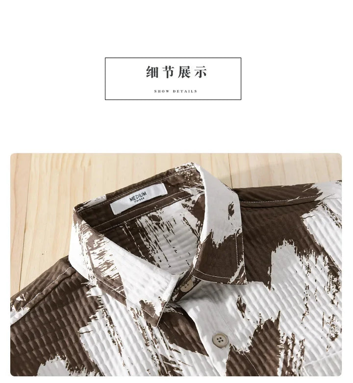 High-quality long-sleeved shirt for new autumn fashion, trendy brand, handsome business style, textured striped shirt, slim fit