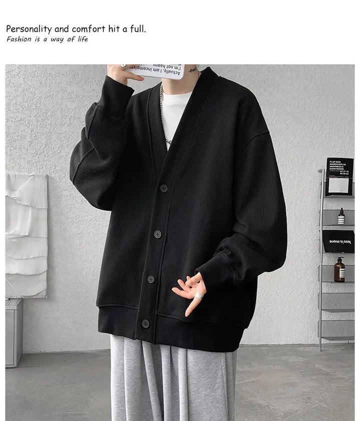 Plus Size Men’s Sweatshirt M–8XL – Heavy Blend Single-Breasted Autumn Jacket