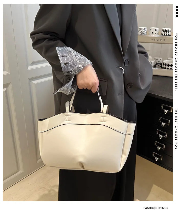Women’s PU Leather Tote Bag – Large Vintage Shoulder & Crossbody Purse