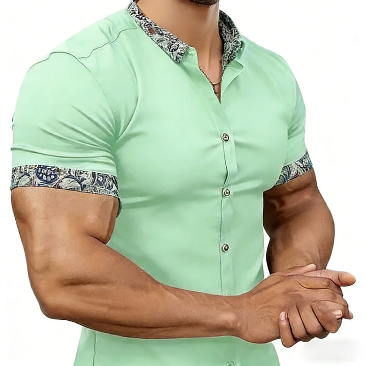 Men's simple business short-sleeved shirts with high-definition printed edges Hawaiian vacation business designer men's clothing