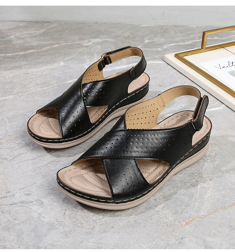 Women's sandals soft, breathable, non slip, lightweight comfortable suitable daily leisure  vacation thick soles sloping heels