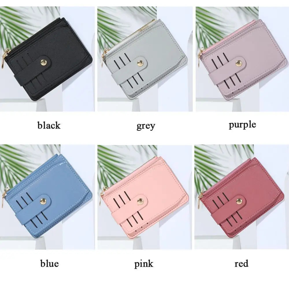 PU Leather Coin Wallet with Card Holder & Zipper
