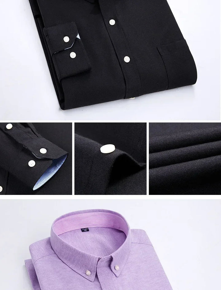 Men's Long Sleeve Shirt Spring Summer Autumn Winter Oxford Woven Slim Free Ironing Comfortable Soft Casual Fashion Simple Work