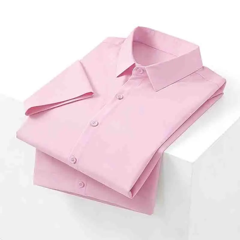 Men's Black Short Sleeve Dress Shirt Slim Fit Non-iron Formal Business Button Down Shirt for Office