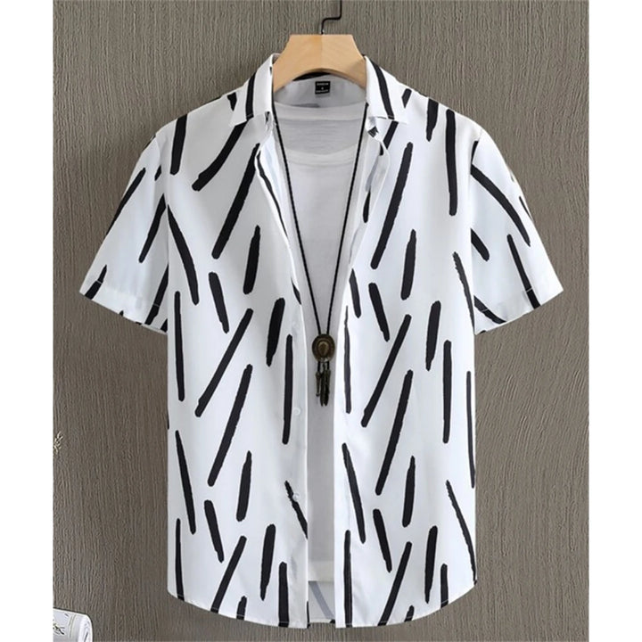 Hawaiian Shirts For Men 3d Striped Print Short Sleeve Shirts Summer Loose Casual Tops Simple Fashion Oversized Men Clothing