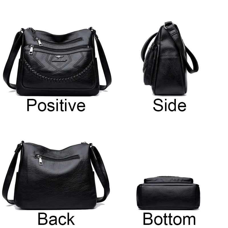 Luxury Women’s Leather Handbag – Multi-Pocket Crossbody & Shoulder Bag 2026