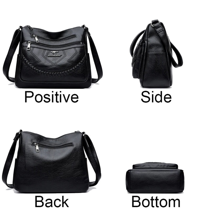 Luxury Women’s Leather Handbag – Multi-Pocket Crossbody & Shoulder Bag 2026