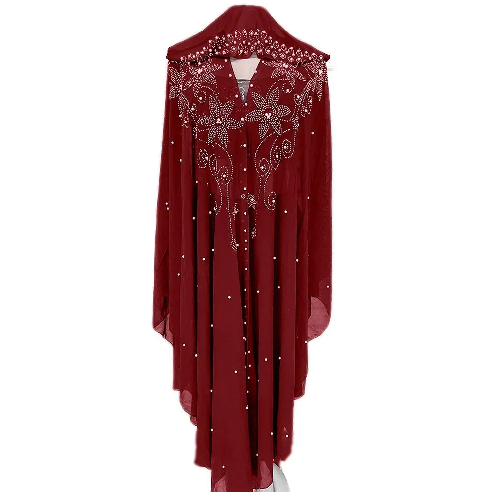 Abaya Morocco Kaftan Dubai Hooded Maxi Dress Bat Sleeve Farasha Kaftan Muslim Women African Open Kimono Boubou Evening Dresses