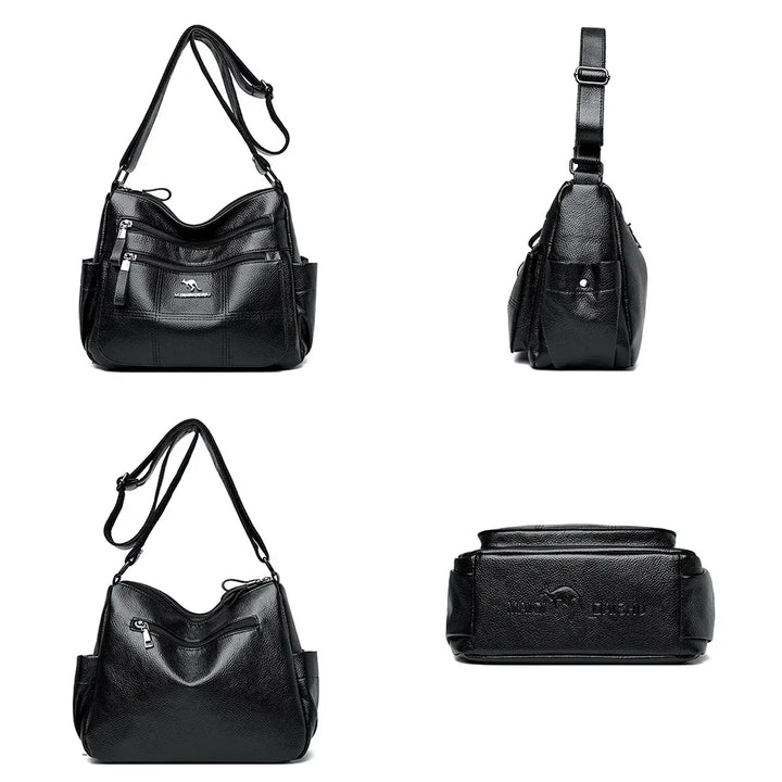 Luxury Women’s Leather Handbag – Multi-Pocket Crossbody & Shoulder Bag 2024