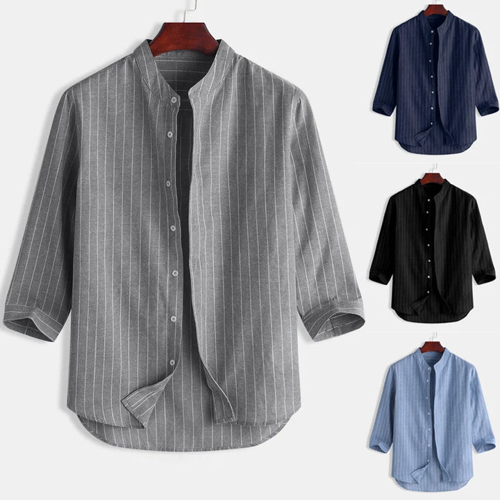 Linen Shirt Men Brief Breathable Comfy Solid Color Long Sleeve Loose Harajuku Casual Blouse Hawaiian Shirt Camisa Masculina 2022