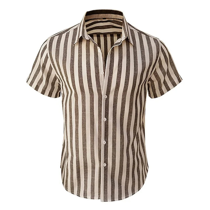 Alternating Striped men's Shirts Summer Minimalist Shirts Beach Casual Style Short Sleeved Shirt Men's Hawaii Vacation Shirt