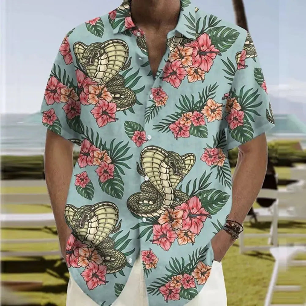 Hawaiian Shirts For Men Short Sleeve Tops New Coconut Treeo Graphic 3d Shirt Fashion Streetwear 5XL Summer Clothing Men's Blouse