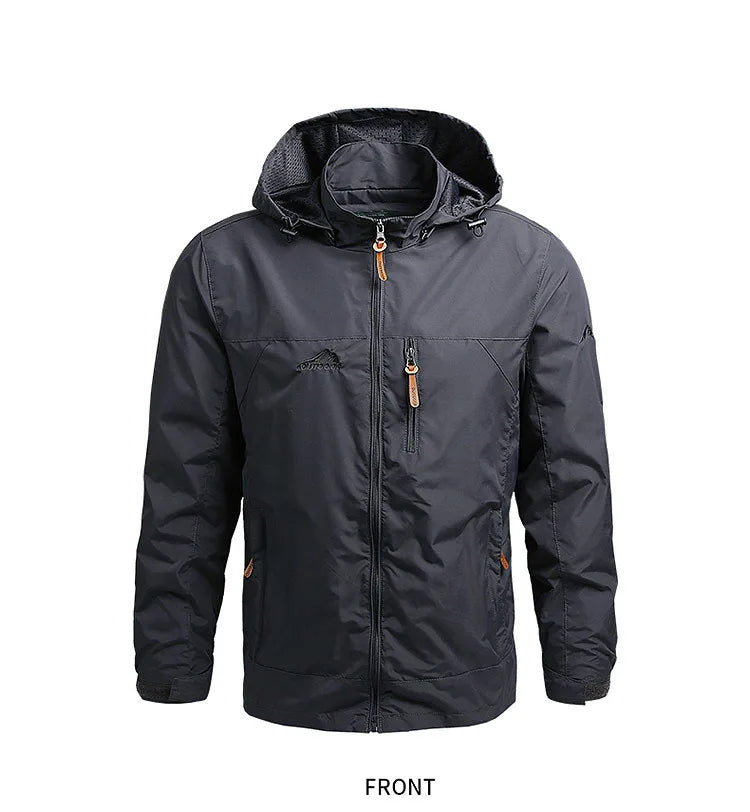 Men’s Waterproof Windbreaker – Military Hooded Combat Jacket for Autumn Hiking & Biking