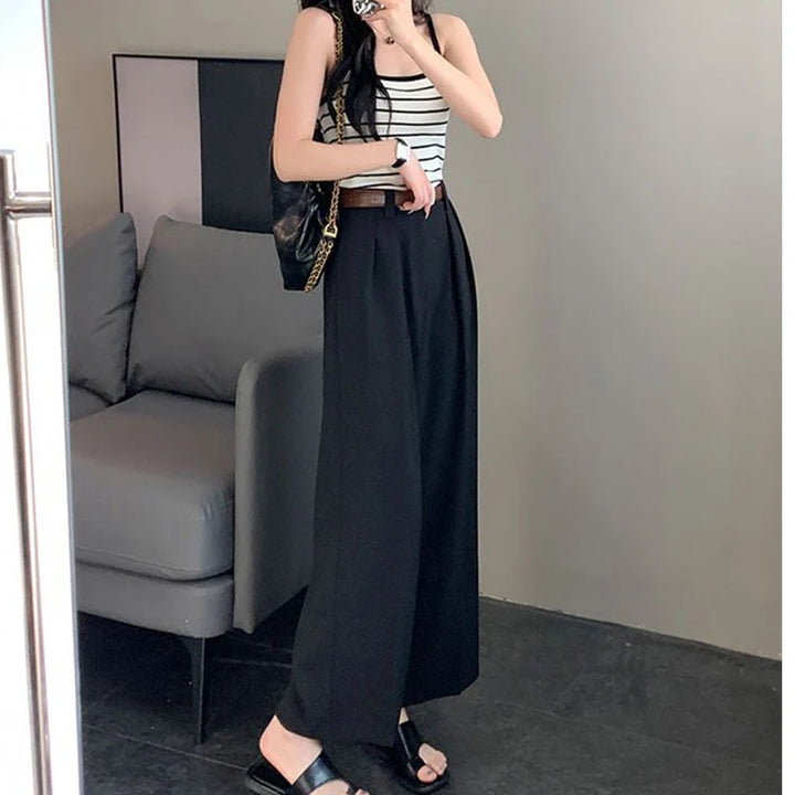 Spring Autumn Korean Arajuku Solid Pants Women Loose Casual All Match High Waist Straight Lady Trousers Fashion Female Clothes