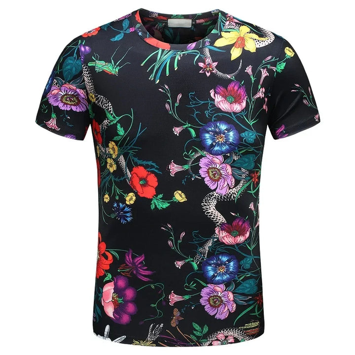 Men's And Women's Summer Casual T-shirts 3D Printed Shirts Retro Luxury Royal Flowers Street Fashion Oversized Clothing Tops