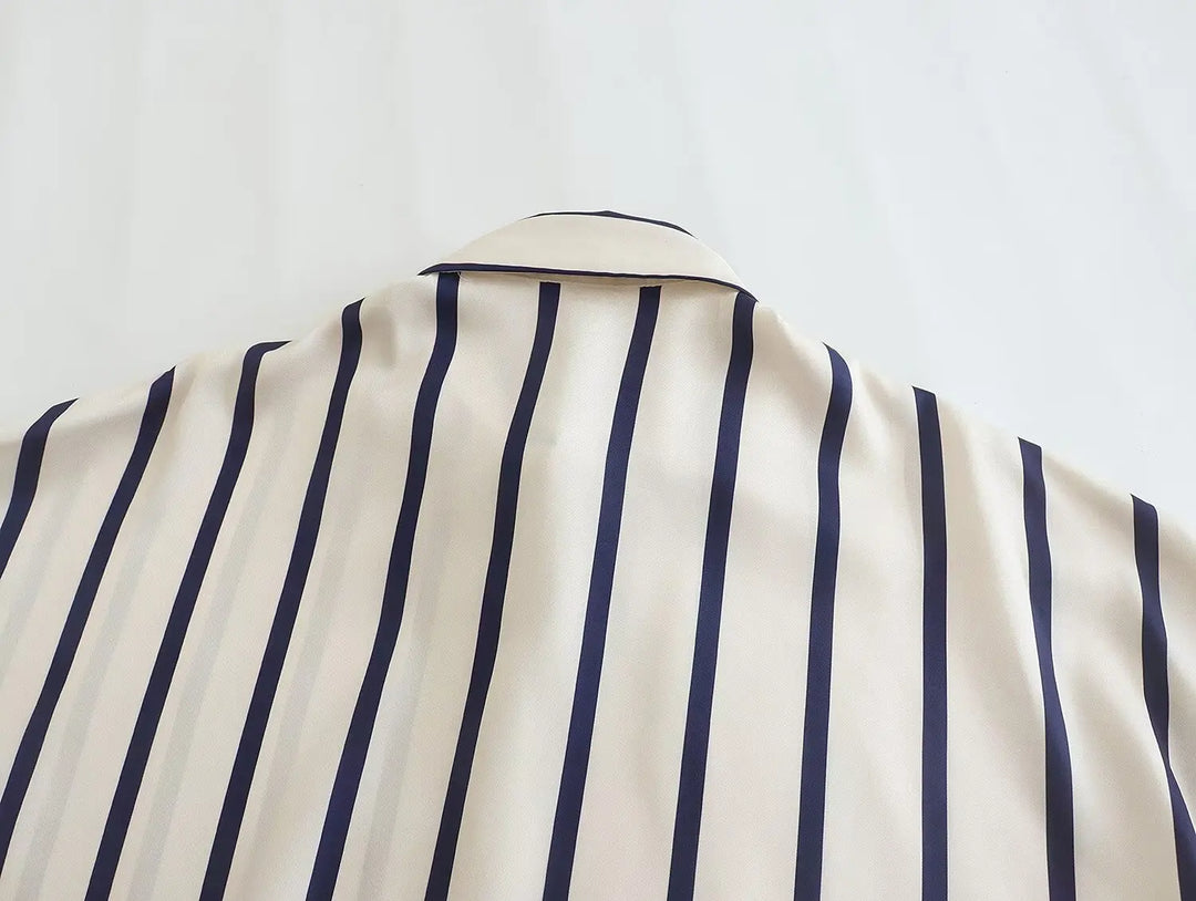 Women Striped Shirts Female Loose-Fit Bubble Sleeve Printed Shirts Lady Casual Youthful Energetic Short Sleeved Tops Clothing