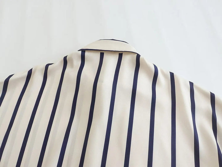 Women Striped Shirts Female Loose-Fit Bubble Sleeve Printed Shirts Lady Casual Youthful Energetic Short Sleeved Tops Clothing